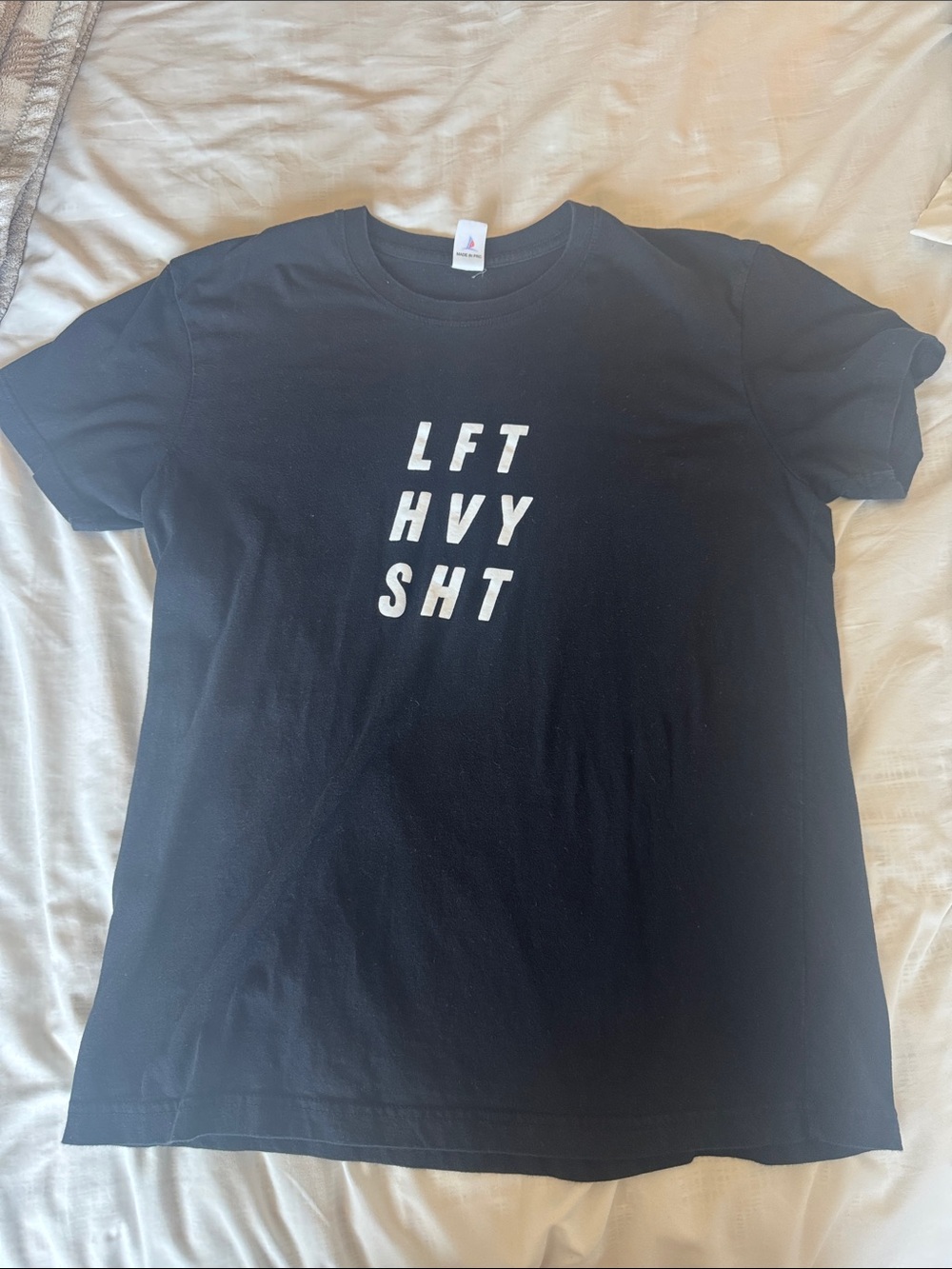 SHEIN Black Short-Sleeve Graphic Tee with White Lettering